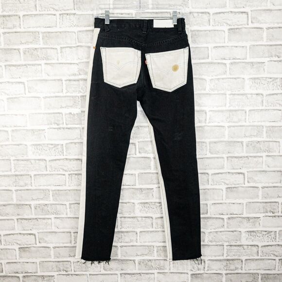 RE/DONE x Levi's size 24 2-Tone Black White Denim Jeans Vintage stained - Picture 1 of 10